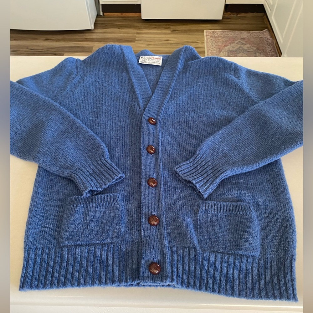 King’s Robin Vintage Blue Pure New Wool Made in England Sz 42” (See Measurement)